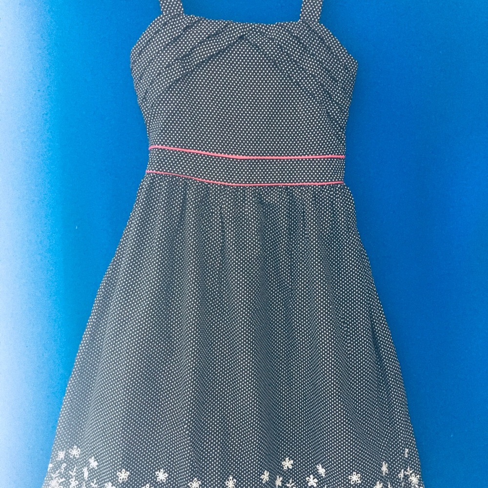 Girls black strap dress white dots